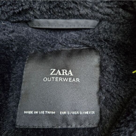 Zara hooded black winter long warm jacket size women's small - Picture 3 of 11